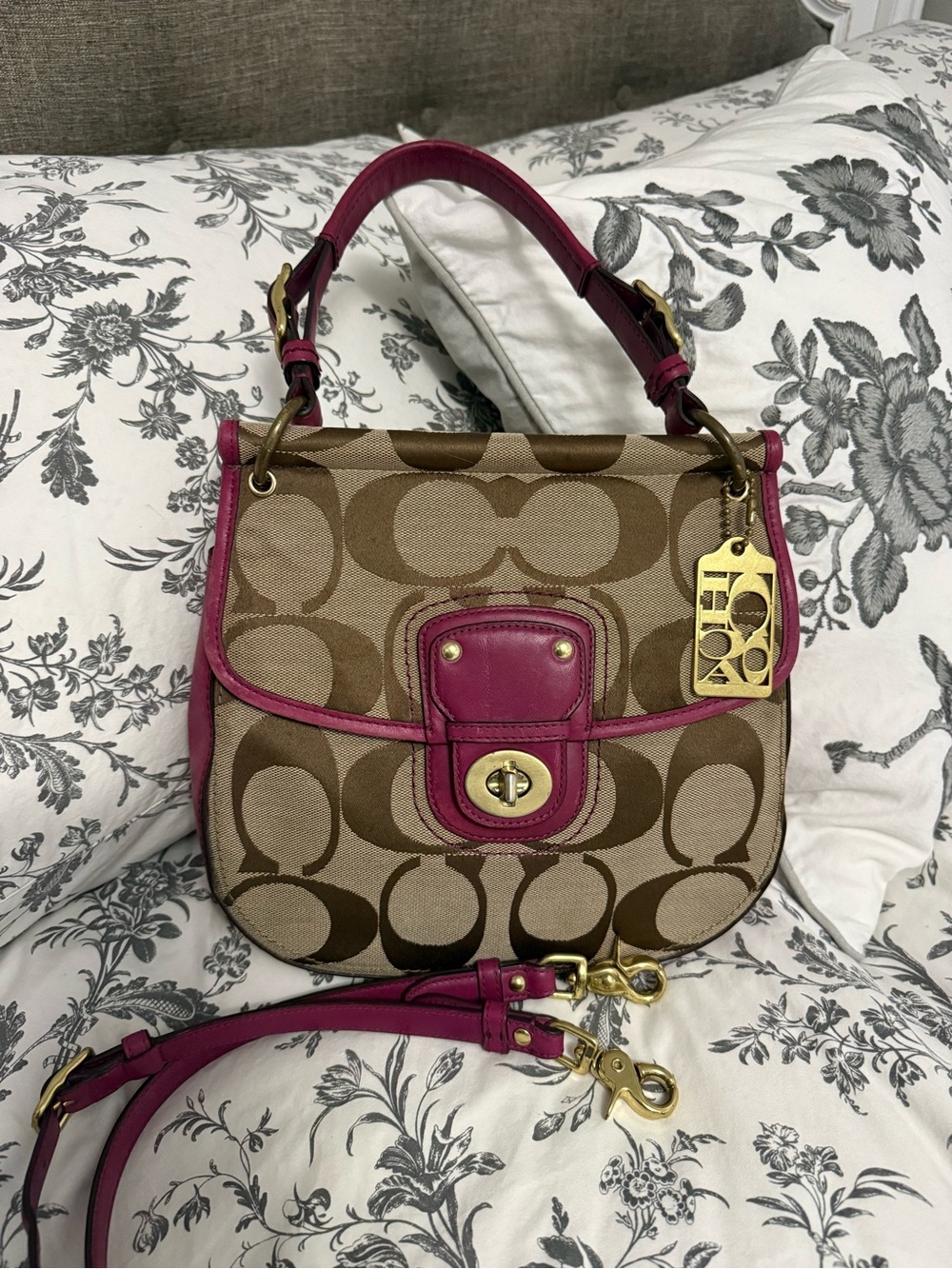 Vintage Coach 70th anniversary legacy Willis crossbody khaki and plum.